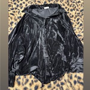 Black Velvet Hooded Jacket